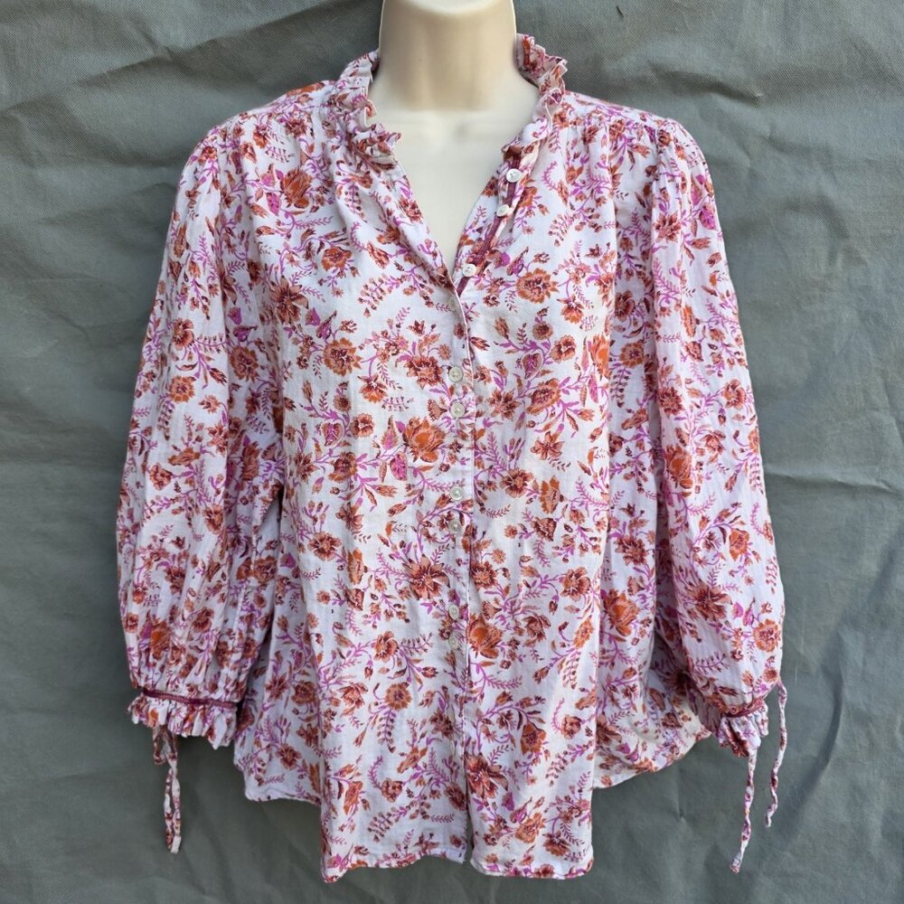 Sundance Women's Sz Large Marshmallow Nadine Top Pink 3/4 Sleeve Boho Western